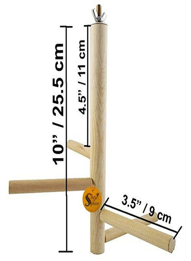 Sage Square 10 Inches / 25.5 cm Natural Wood 4 Stage Playful Climbing Cage Accessory Hanging Perch Bird Stand/Toy - Image 5